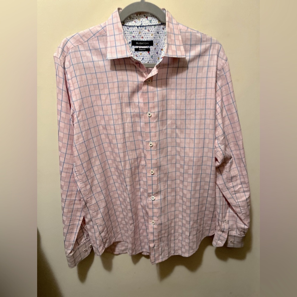 Bugatchi shaped fit cotton button down 44” chest sz medium‎